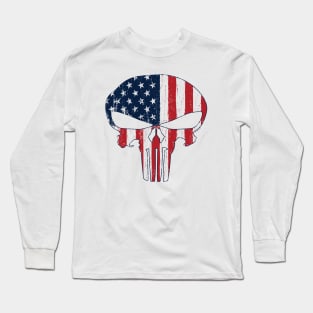 American Flag Skull Long Sleeve T-Shirt